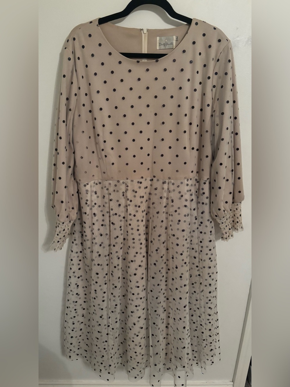 Dainty Jewells Beige Black Polkadot Dress